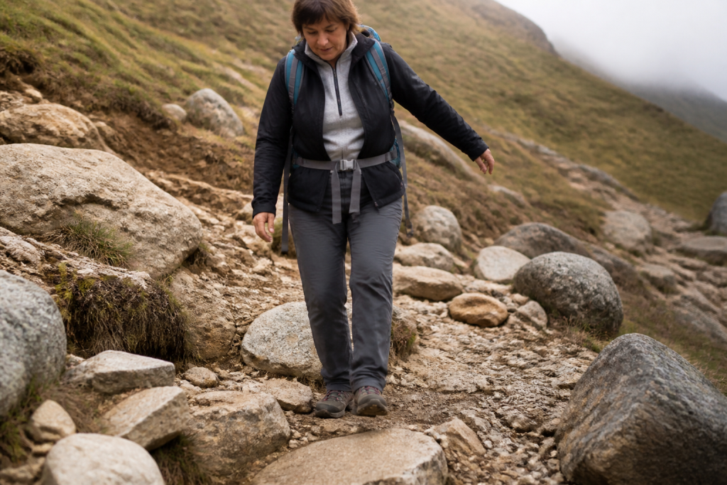 Patient equilibrant cheville sur terrain accidente